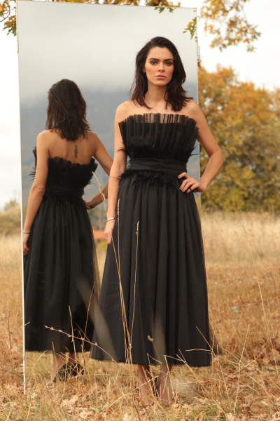 Strapless tulle dress